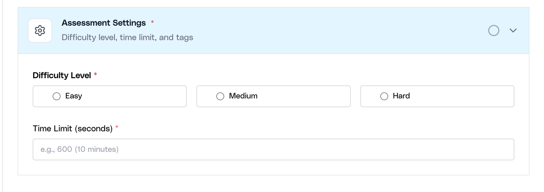 Comprehension assessment settings in Ovii Assessment Studio