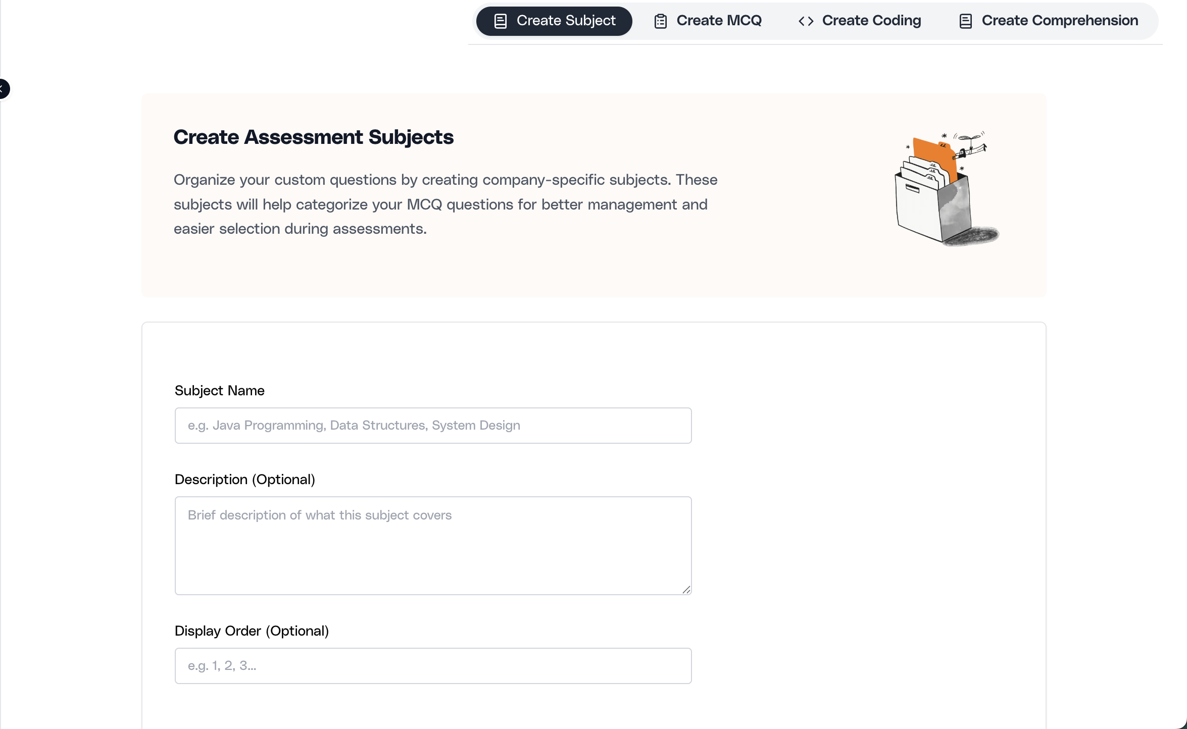 Create Subject flow in Ovii Assessment Studio