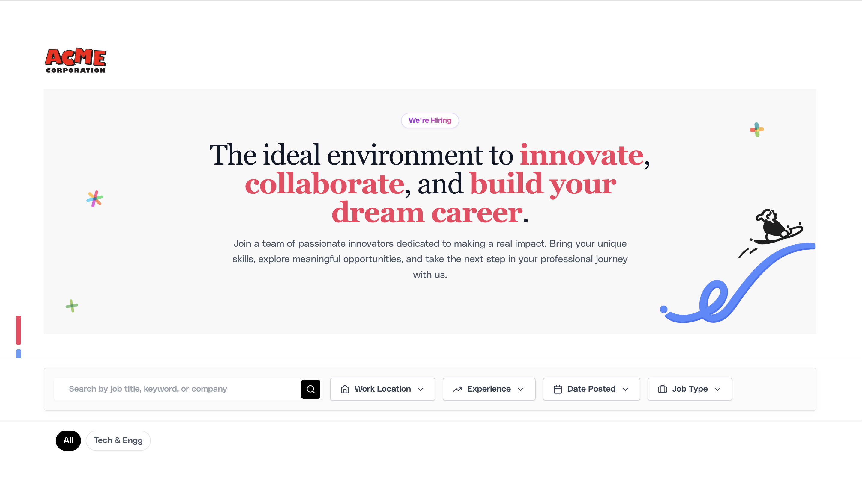 Branded Job Board section showing the company careers page URL and preview state.